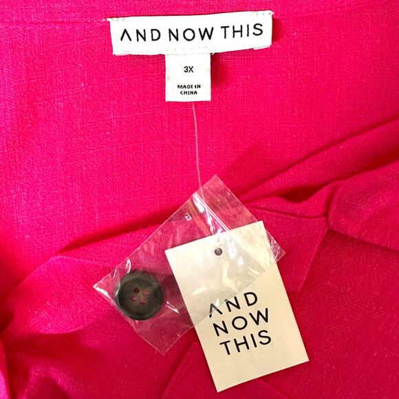 And Now This Women's New Cropped Button Front Top Size 3X Pomegranate Pink - Picture 3 of 11